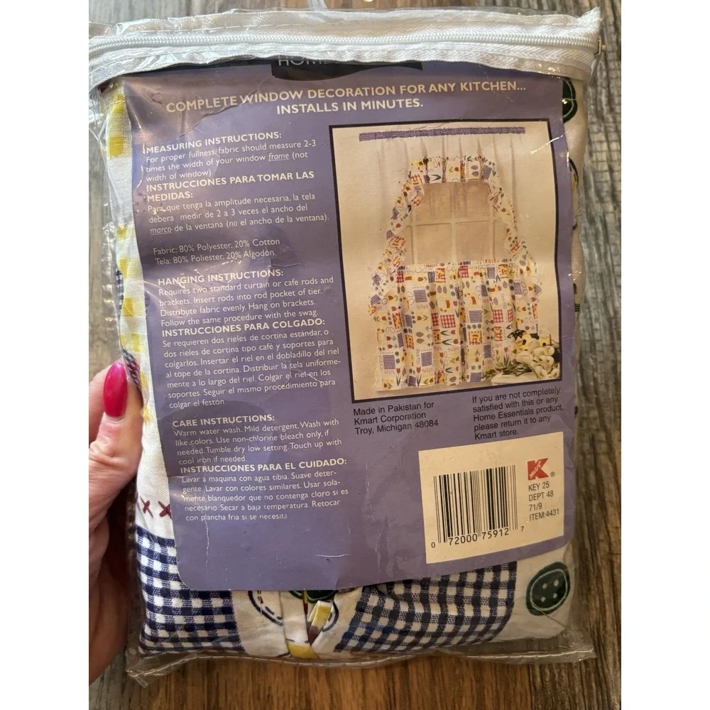 Home Essentials Tier & Swag‎ Set Fresh Eggs Tulips Chicken Curtains Vintage